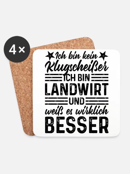 Landwirt lustiger Spruch Ich bin kein Klugscheißer - Untersetzer (4er-Set) - Weiß