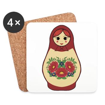 Matryoshka Illustration - Coasters (set of 4) - white - Front