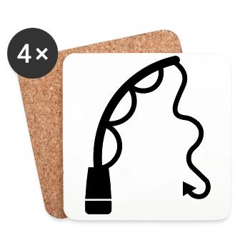 Fishing rod fishing icon - Coasters (set of 4) - white - Front