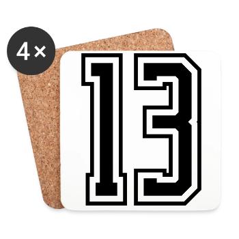 13 Numéro de numéro - Dessous de verre (lot de 4) - blanc - Devant