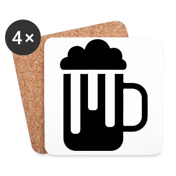 Bier glas - Untersetzer (4er-Set) - Weiß - Vorne