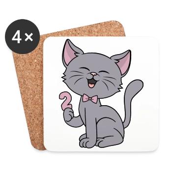 2 years old girl funny cat 2nd birthday - Coasters (set of 4) - white - Front