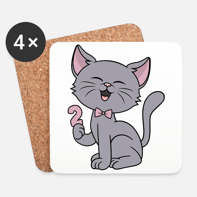 2 Jahre alt Mädchen lustige Katze 2. Geburtstag - Untersetzer (4er-Set) - Weiß