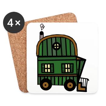 Trailer Hut House Leisure Camping Living - Coasters (set of 4) - white - Front