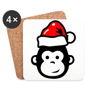 Monkey Christmas Xmas Comic - Coasters (set of 4) - white - Front