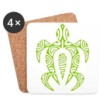 Tortue ethnique - Dessous de verre (lot de 4) - blanc - Devant