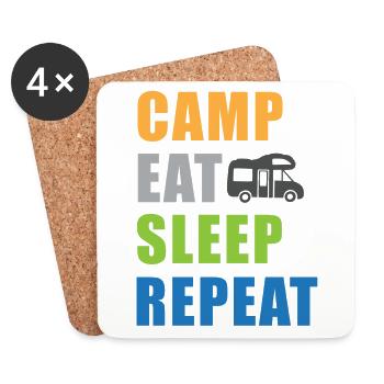 Camp Eat Sleep Repeat - Coasters (set of 4) - white - Front