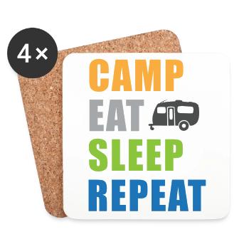 Camp Eat Sleep Repeat Caravan in Color - Coasters (set of 4) - white - Front