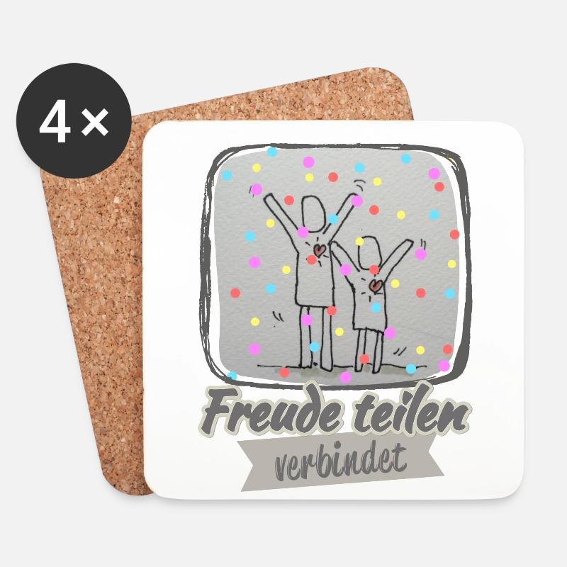 Freude teilen verbindet - Untersetzer (4er-Set) - Weiß