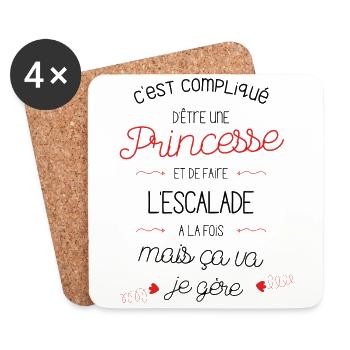 Compliqué d'être Princesse et faire de L'escalade - Dessous de verre (lot de 4) - blanc - Devant