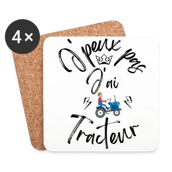 J'Peux Pas J'Ai Tracteur - Dessous de verre (lot de 4) - blanc - Devant