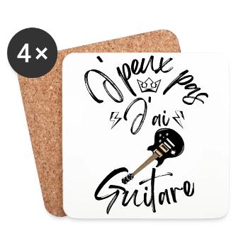 J'Peux Pas J'Ai Guitare - Dessous de verre (lot de 4) - blanc - Devant