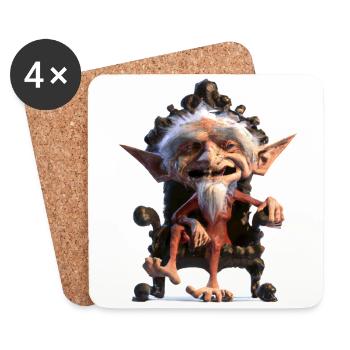 Gnome Sur Son Trône - Dessous de verre (lot de 4) - blanc - Devant
