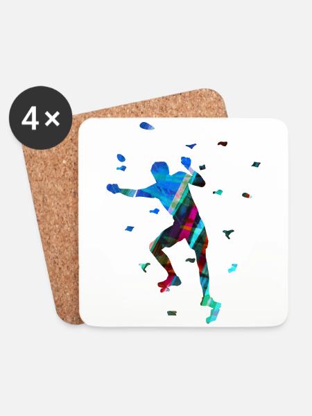 Bouldern,Sport,Klettern, sportler,graffiti - Untersetzer (4er-Set) - Weiß