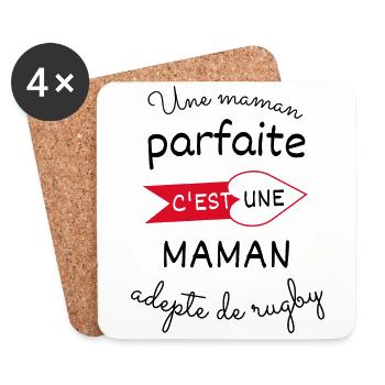 Une maman parfaite c est une maman adepte de rugby - Dessous de verre (lot de 4) - blanc - Devant