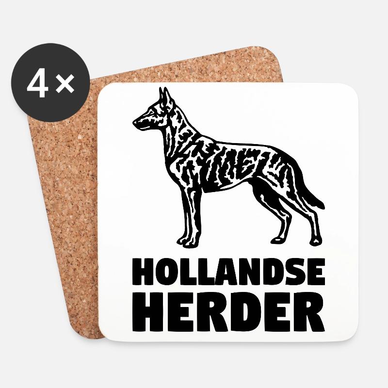 Hollandse Herder stehend - Untersetzer (4er-Set) - Weiß