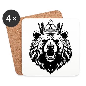 Ours Grizzly Roi de la Couronne - Dessous de verre (lot de 4) - blanc - Devant