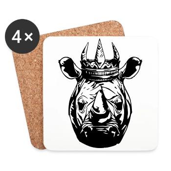Rhinoceros Crown King - Coasters (set of 4) - white - Front