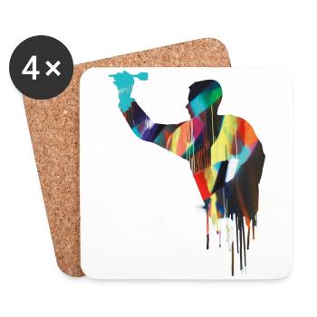 Darts,Graffiti,Painting,Dart Player - Coasters (set of 4) - white - Front