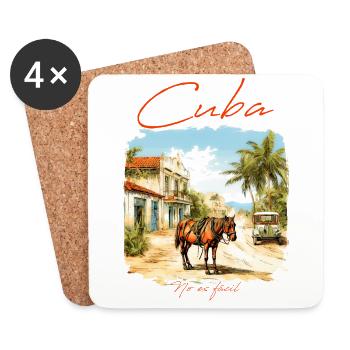 Cuba Horse In Village - Coasters (set of 4) - white - Front