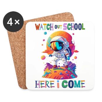Watch out school - here I come / Astronaut boy - Untersetzer (4er-Set) - Weiß - Vorne