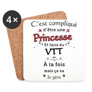 Princesse Et Vtt - Dessous de verre (lot de 4) - blanc - Devant
