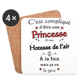 Princesse Et Hotesse - Dessous de verre (lot de 4) - blanc - Devant