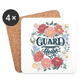Protégez votre cœur - Dessous de verre (lot de 4) - blanc - Devant