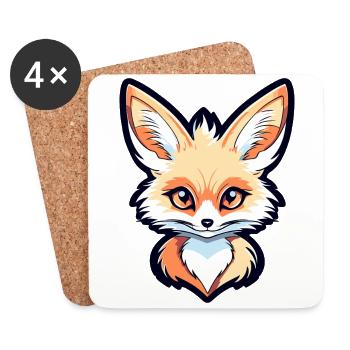 Desert Fox Fennec Drawing - Coasters (set of 4) - white - Front