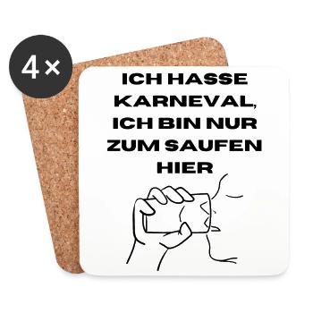 Saufen | Party | Saufen | Lustig | Karneval - Untersetzer (4er-Set) - Weiß - Vorne