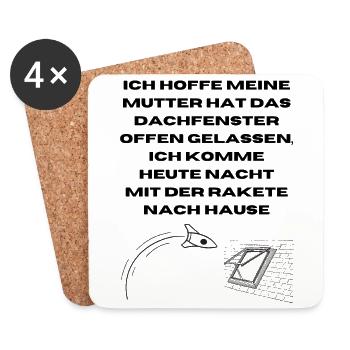 Saufen | Party | Rakete| Lustig | Fasching - Untersetzer (4er-Set) - Weiß - Vorne