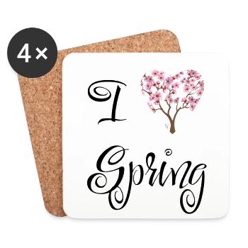 Spring | Spring | Tree | Flowers | Sunshine - Coasters (set of 4) - white - Front