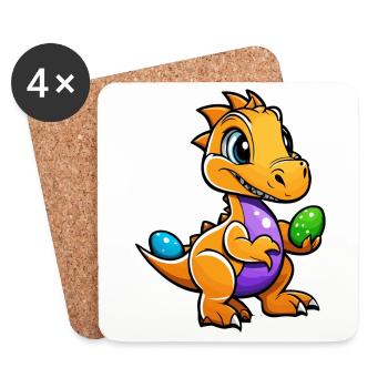 Oeufs de Pâques dinosaures Pâques - Dessous de verre (lot de 4) - blanc - Devant
