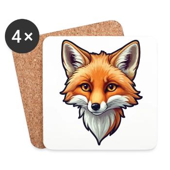 Fox Illustration - Coasters (set of 4) - white - Front