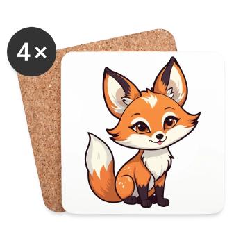 Fox Illustration - Coasters (set of 4) - white - Front