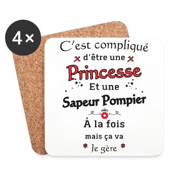 Princess Firefighter - Coasters (set of 4) - white - Front