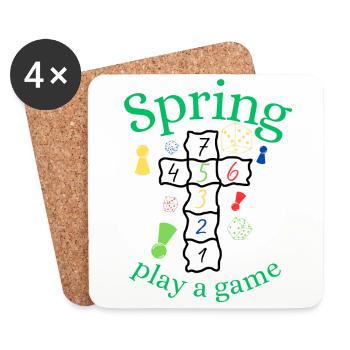 Spring | Spring | Game | Fun | Entertainment - Coasters (set of 4) - white - Front