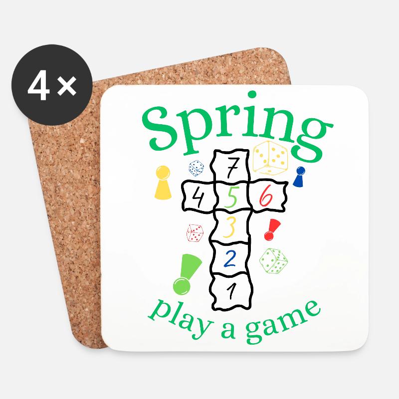Spring | Spring | Game | Fun | Entertainment - Coasters (set of 4) - white