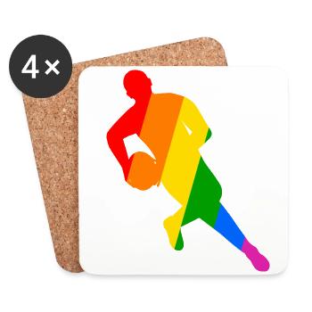 Joueur de rugby sur le terrain - Dessous de verre (lot de 4) - blanc - Devant