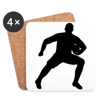 Rugby player defends ball - Coasters (set of 4) - white - Front