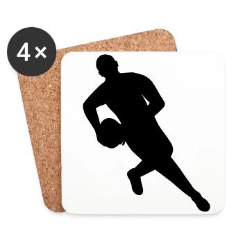 Spieler mit Ball im Rugby - Untersetzer (4er-Set) - Weiß - Vorne