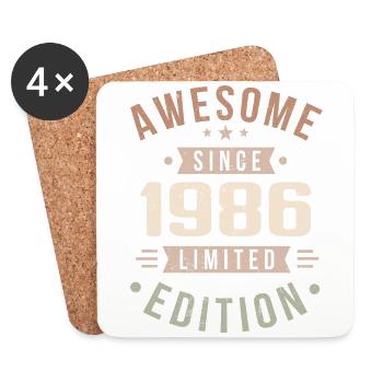 Original 1986 Vintage Vintage Birthday 1986 - Coasters (set of 4) - white - Front