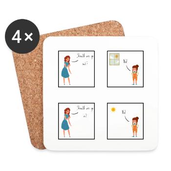Oui | Enfant | Drôle | Tout-petit | Enfance - Dessous de verre (lot de 4) - blanc - Devant
