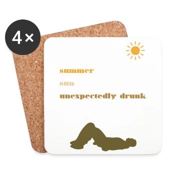 Summer | Sun | Beverage accident | Funny | Alcohol - Coasters (set of 4) - white - Front