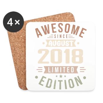 August 2018 Geburtstag im August 2018 Vintage 2018 - Untersetzer (4er-Set) - Weiß - Vorne