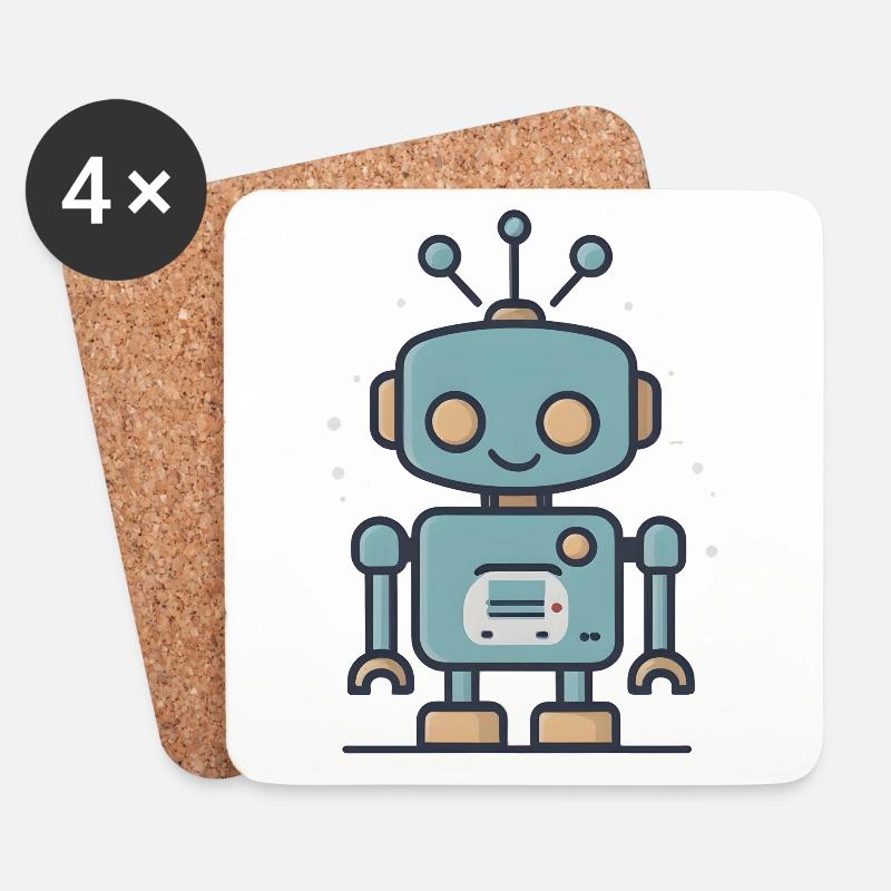 RetroBot - Untersetzer (4er-Set) - Weiß