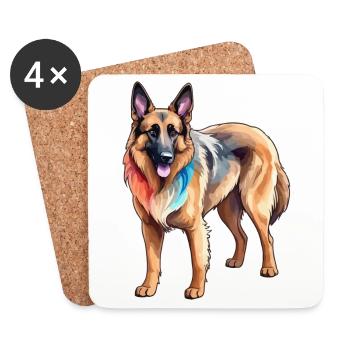 Belgischer Schäferhund Wasserfarben - Untersetzer (4er-Set) - Weiß - Vorne