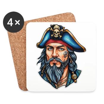 Pirate Neo Traditional Style - Coasters (set of 4) - white - Front