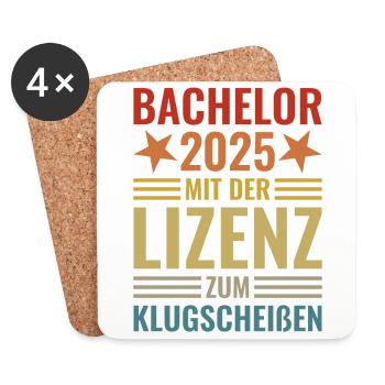 Bachelor 2025 mit der Lizenz zum Klugscheißen - Untersetzer (4er-Set) - Weiß - Vorne