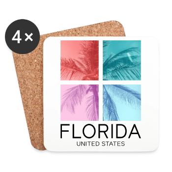 Floride États-Unis Miami Amérique Été Palmiers Plage - Dessous de verre (lot de 4) - blanc - Devant